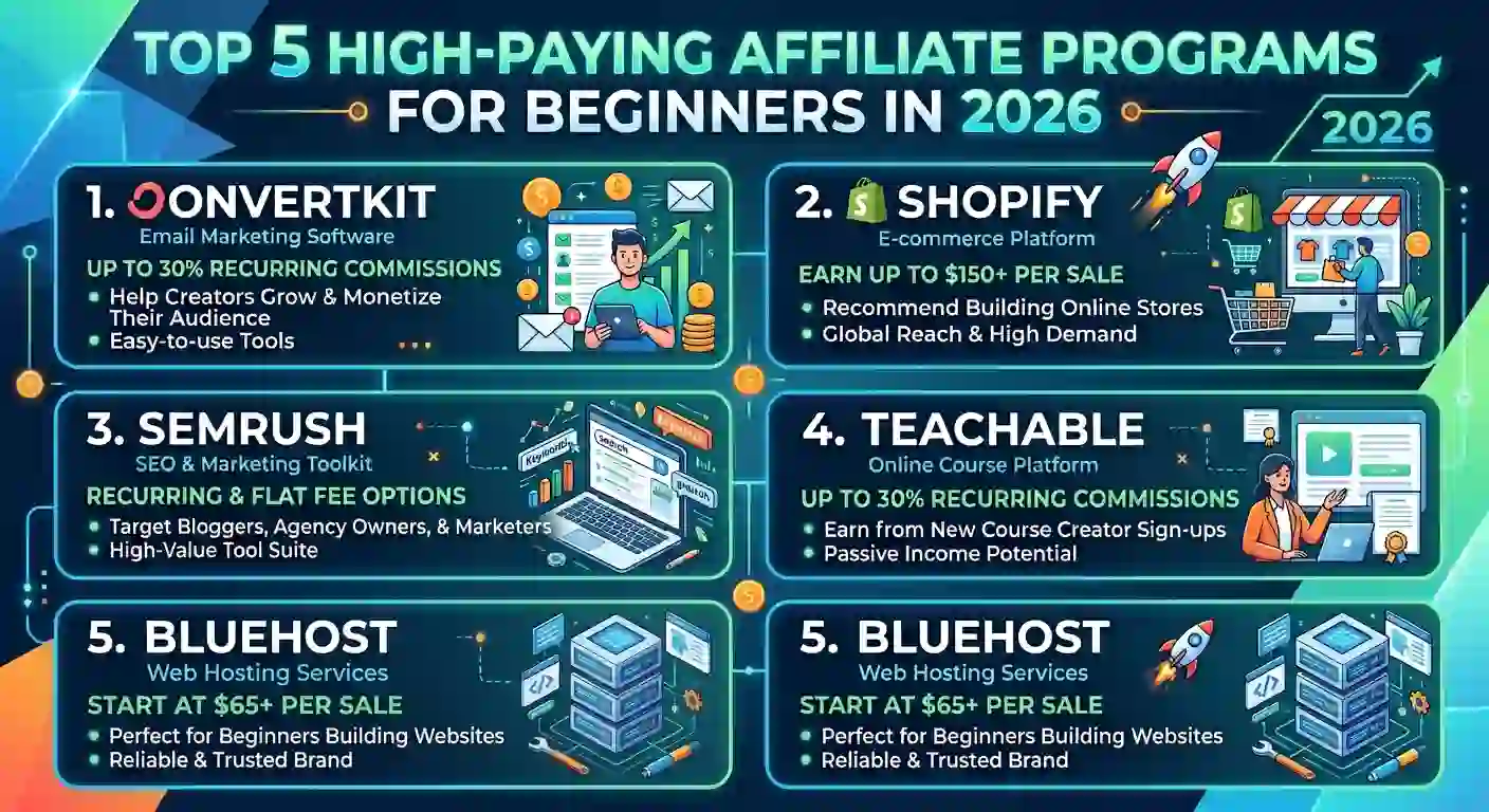 Top 5 High-Paying Affiliate Programs for Beginners in 2026